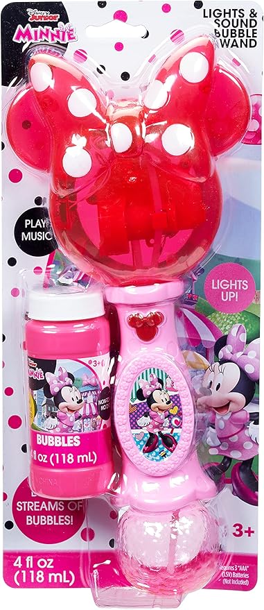 Little Kids Disney Minnie Mouse Light and Sound Musical Bubble Wand, Includes Bubble Solution, Multi (2051)