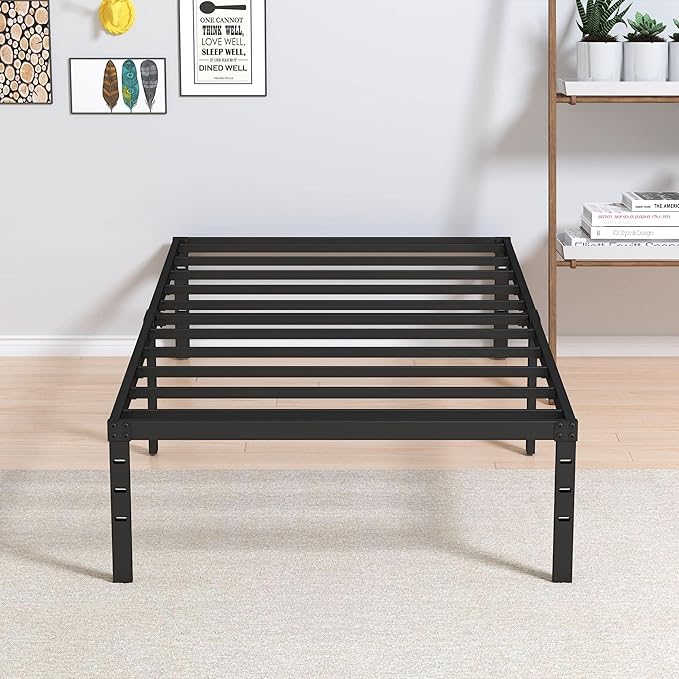 Maenizi Heavy Duty Narrow Twin Bed Frame No Box Spring Needed, 14 Inch Metal Platform Narrow Twin Bed Easy Assembly, Noise Free, 30x75 Inch, Black