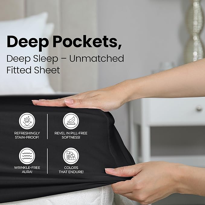 Utopia Bedding Full Fitted Sheet - Bottom Sheet - Deep Pocket - Soft Microfiber - Shrinkage and Fade Resistant - Easy Care -1 Fitted Sheet Only (Black)