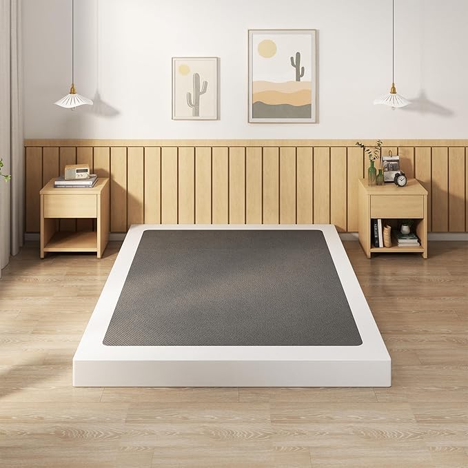 EMODA 5 Inch Full XL Box Spring, 3000 LBS Heavy Duty Metal XL Full Mattress Foundation with Fabric Cover, Easy Assembly, Black