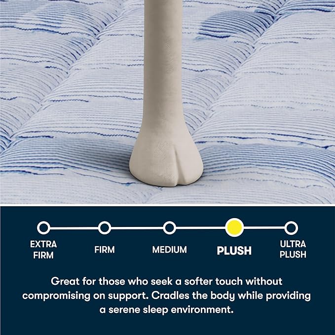 Serta Five Star Mattress Tranquility 16-Inch Plush Pillow Top – Twin – Zoned Support, Pressure Relief, Cooling Comfort – Made in USA – Bed-in-a-Box – 100 Night Trial, 10-Year Limited Warranty
