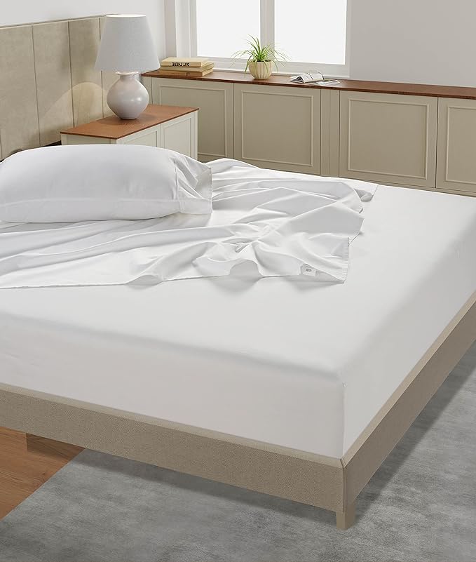 LANE LINEN Queen Sheet Set - 450 Thread Count Premium Soft Long Staple 100% Cotton Sheets, Hotel Luxury Sateen Silky Finish, Snug Fit 15" Deep Pocket, Low Pill, Machine Washable - White