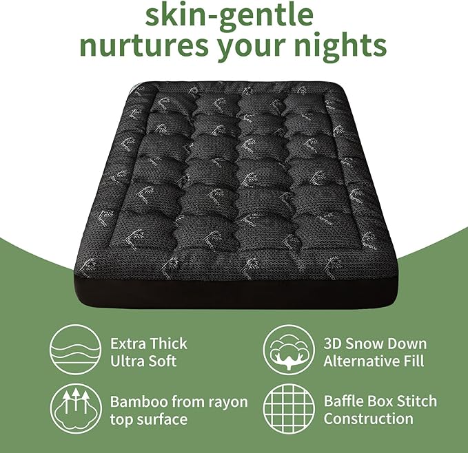 Premium 100% Waterproof King Mattress Topper, Breathable Mattress Pad, Rayon from Bambo Bed Protector, Deep Pocket Sheet Cover 8"-21"