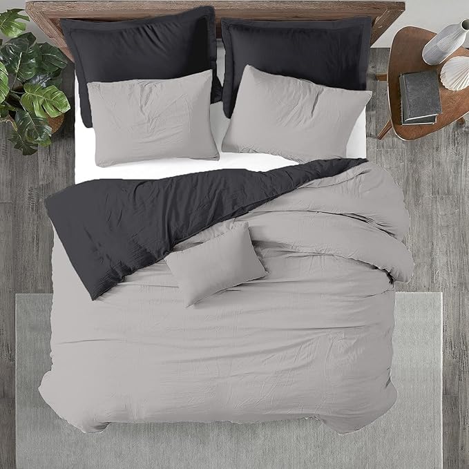 Kotton Culture Custom Duvet Cover - 100% Egyptian Cotton 600 Thread Count Ultra Soft Breathable Customizable Comforter Cover(Desired Dimensions)- Zipper Closure & 7 Internal Ties -Blended Grey