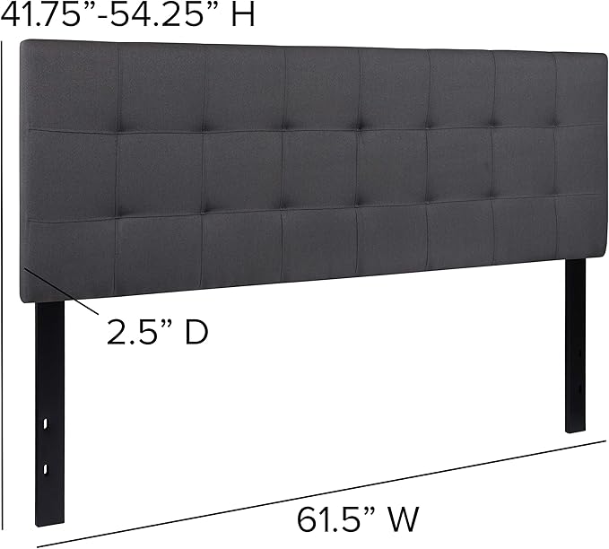 Flash Furniture Bedford Tufted Upholstered Queen Size Headboard in Dark Gray Fabric