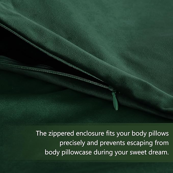 StangH Christmas Dark Green Body Pillow Cover, Soft Velvet Body Pillowcase for Pregnant, Holiday Lavish Decorative Oblong Pillowcase for Bedroom/Theater/Sofa/Couch, 20 x 54 inches, 1 Pc