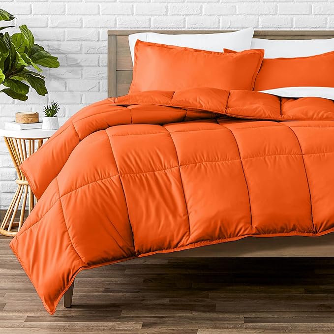 Bare Home Comforter Set - Full Size - Ultra-Soft - Goose Down Alternative - Premium 1800 Series - All Season Warmth (Full, Orange)