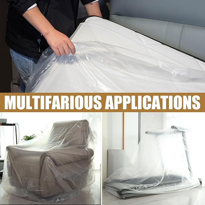 King/Cal King Size Mattress Bag for Moving and Storage, 3Mil Thick Heavy Duty, Waterproof Plastic Mattress Protector Covers