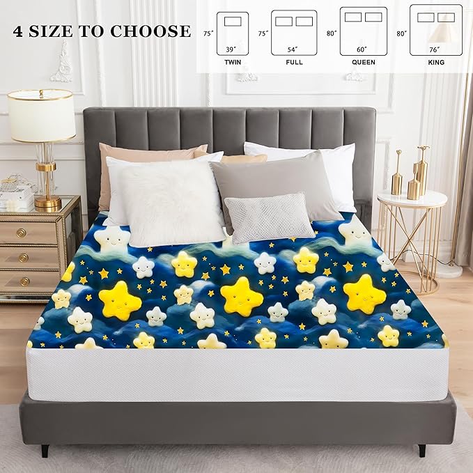 Sufdari Twin Mattress Protector,Waterproof Mattress Protector,Fitted Sheet Style Mattress Cover with 18" Deep Pocket,Washable and Comfortable-Starry Sky,Twin