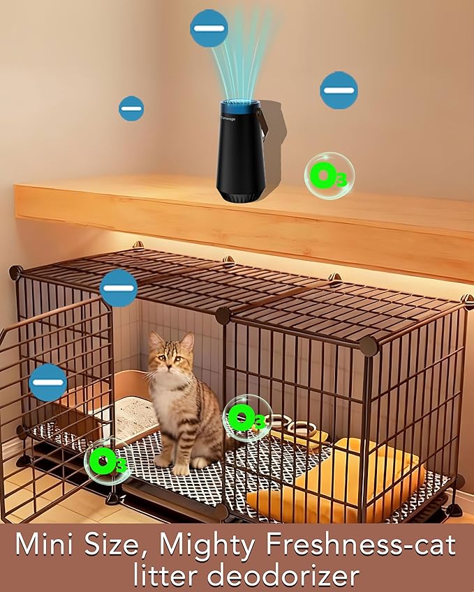 Ozone Generator for Car, 2-in-1 Ozone Machine+ Air Ionizer Purifier to Clean Pet Odor, Smoke Smell, Dust for Travel, Home, Deodorizer,Portable,Filterless, Rechargeable Blue