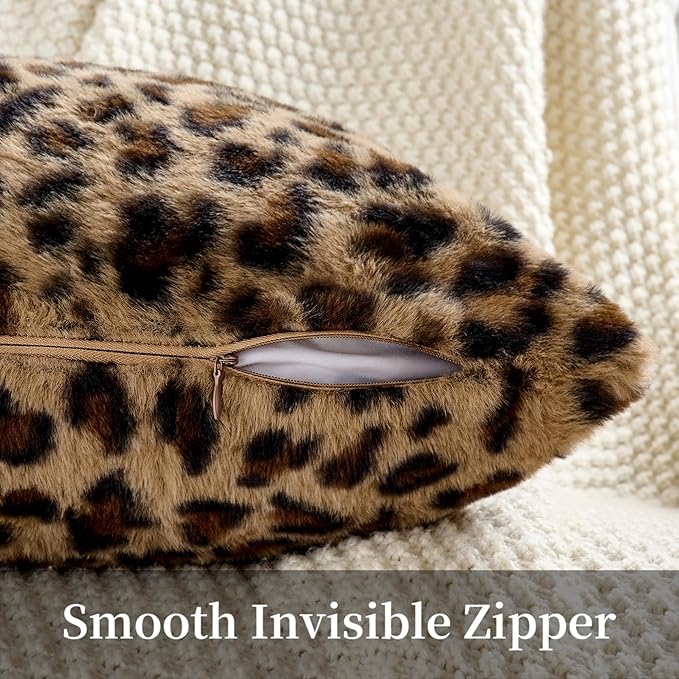 GALMAXS7 Cheetah Pillow Covers 12x20 Faux Fur Throw Pillow Covers Set of 2 Leopard Couch Pillow Covers Fluffy Soft Decorative for Home Living Room Bedroom