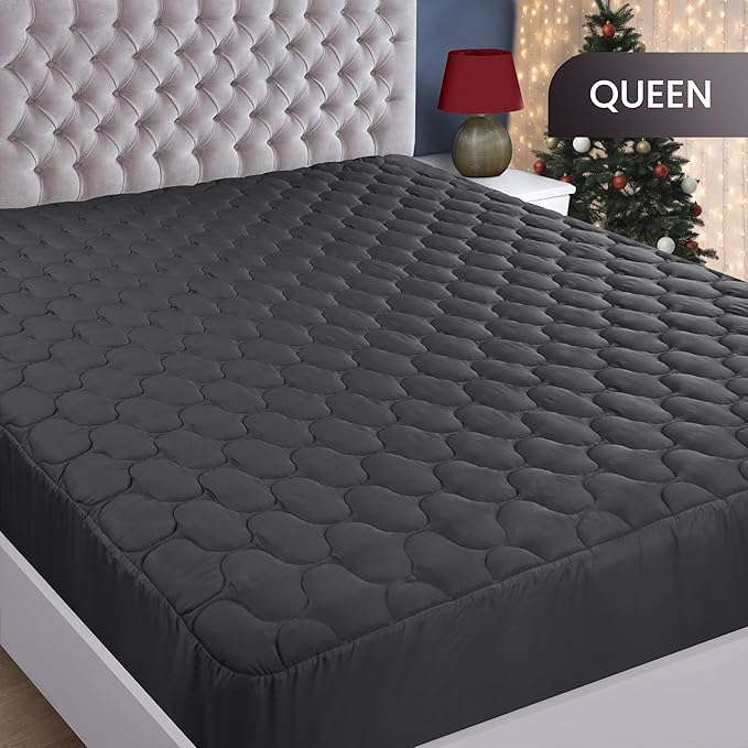Utopia Bedding Waterproof Mattress Protector, Queen Mattress Pad, Noiseless Quilted Fitted Cover with Deep Pocket Stretches up to 16 Inches (Grey)