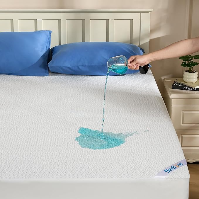 BEDLORE Twin Mattress Protector, Waterproof Noiseless Mattress Cover with Stretchable Pockets for 6-15 inches Mattress, Soft Breathable Mattress Pad Machine Washable (White)