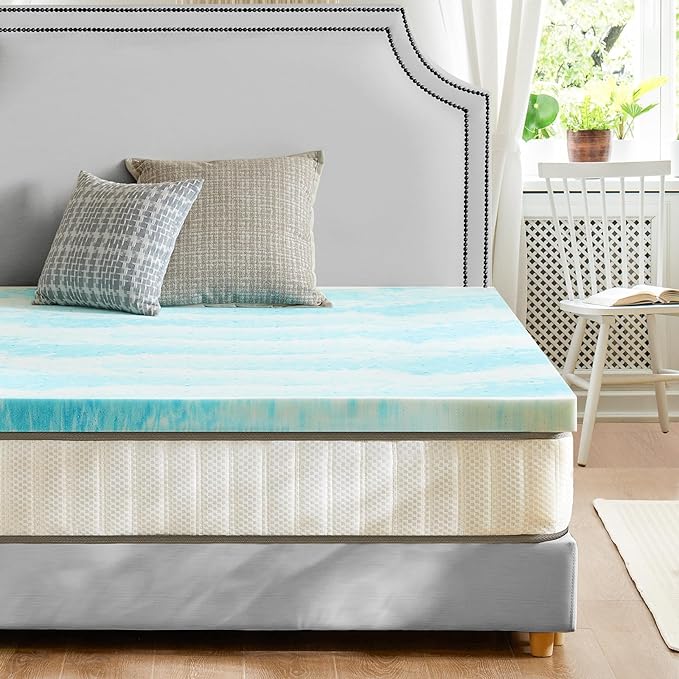 Sweetcrispy Memory Foam Mattress Topper California King, 4 Inch Thick Gel Infused Cooling Toppers Pad for Bed, Sleeper Sofa, RV, Camper, CertiPUR US Certified, Ventilated and Breathable
