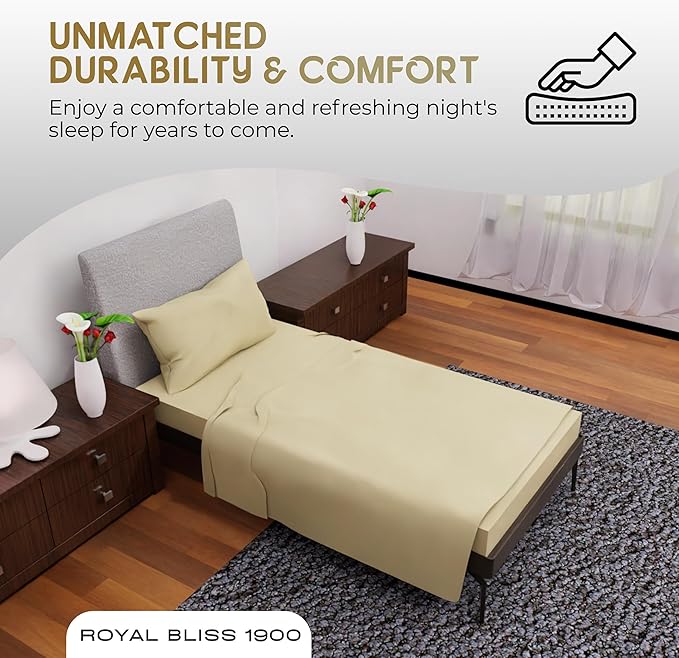 Twin Size Sheet Set - 3Pcs, Deep Pockets, Cooling, Soft & Lightweight, All-Season Comfort - Tan