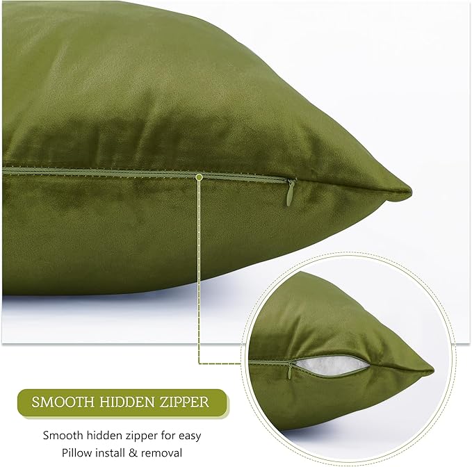 StangH Soft Velvet Body Pillow Covers - Olive Green Body Pillow Pillowcase for Babies Pregnancy All Seasons Suitable for Bed/Couch/Sofa/Reading/TV, 20 x 54-inch, 1 Piece