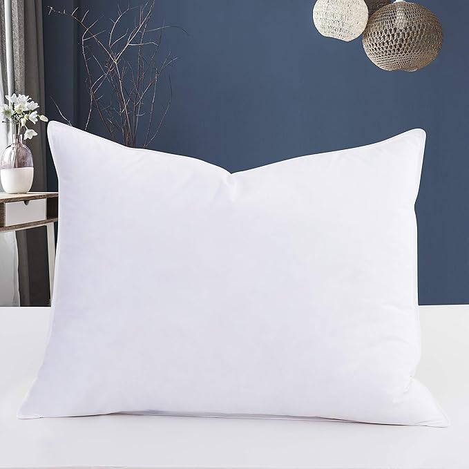 Goose Down & Feather Pair Pillows Insert for Side and Back Sleepers White Color,100% Soft Cotton King 20x36in