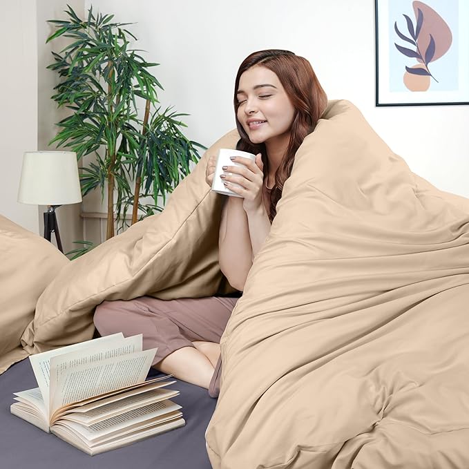 Utopia Bedding Duvet Cover Full Size - 3 Piece with Zipper Closure - 1 Comforter Cover 80X90 Inches & 2 Pillow Shams 20X26 Inches (Beige) Comforter Not Included