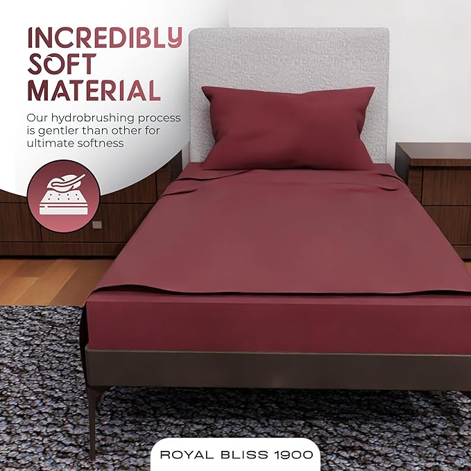 Twin Sheets Set -3 Pcs Set- Deep Pockets - Cooling Twin Bedding Sets - Soft and Comfortable Twin Bed Sheets - Twin Size Sheets Twin Sheet Set (Burgundy)