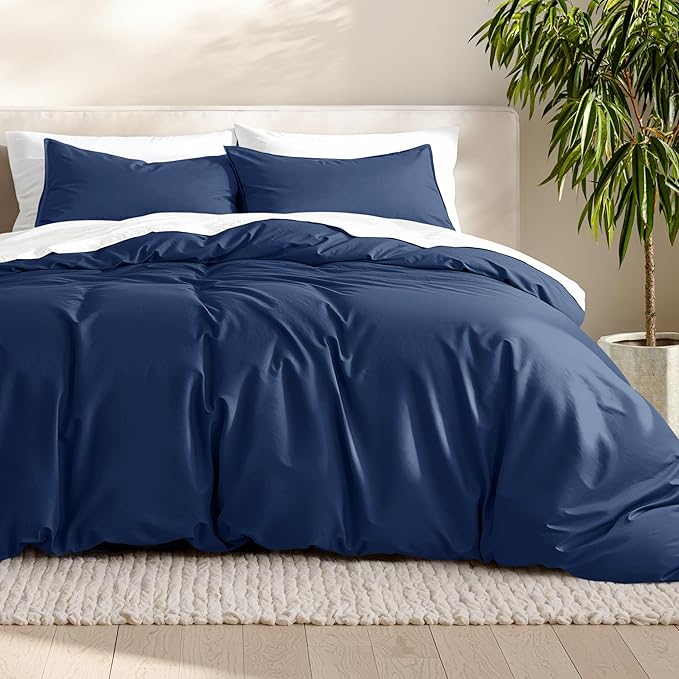 Bare Home Bedding Duvet Cover Full Size - Premium 1800 Super Soft Collection - Lightweight, Cooling Duvet Cover - Soft Breathable Bedding (Full, Dark Blue)
