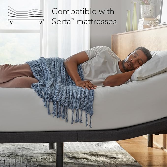 Serta baselogic Level 4 Adjustable Base Bed Frame - Queen - Head & Foot Adjustability, Wireless Remote, Zero-Gravity and Memory Presets, Dual Massage Setting, and USB A&C Charging Ports