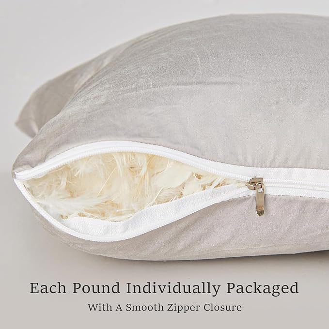 MOOX Down Feathers Pillow Filling Stuffing with 10% Goose Down 90% Feather Fluffy Blend Fill DIY Upholstery Crafts for Couch Cushions Bed Pillow Inserts Stuffing (1.0, Pounds)