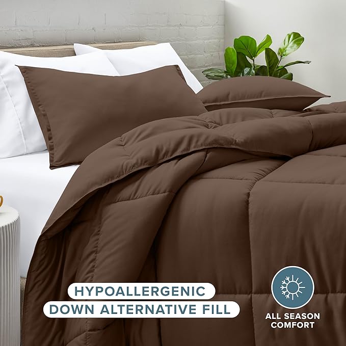 Bare Home Comforter Set - California King Size - Ultra-Soft - Goose Down Alternative - Premium 1800 Series - All Season Warmth (California King, Cocoa)