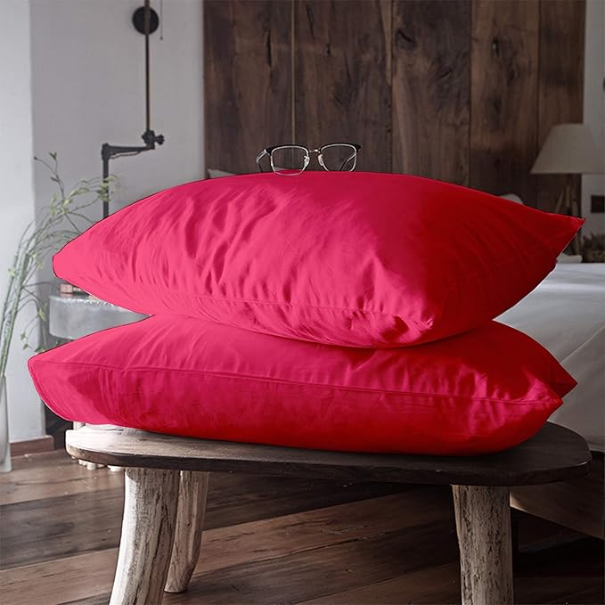 FLXXIE Pillow Cases Standard Size, Soft Microfiber Pillow Covers with Envelope Closure, Wrinkle, Stain Resistant Pillowcases, 2 Piece Set, 20x26, Magenta