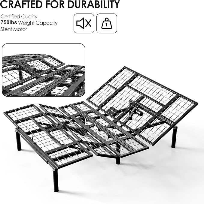 Patented Design Smart Adjustable Bed Frame, Twin XL Adjustable Base with Quiet Motor, Zero Gravity & Anti-Snore, Easy Assembly, Heavy-Duty Metal Support, Suitable for Bedroom & Elderly Use