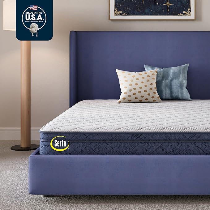 Serta Five Star Mattress Tranquility 10-Inch Plush Pillow Top – Cal King – Cooling Gel, Zoned Support, Pressure Relief –Bed-in-a-Box – 100 Night Trial, 10-yr Limited Warranty