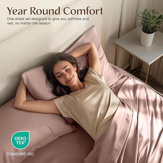Utopia Bedding Queen Size Sheet Set – 4 Piece Bed Sheets, Soft and Breathable Microfiber, Includes 1 Fitted Sheet, 1 Flat Sheet and 2 Pillowcases – Oeko Tex (Blush Pink)