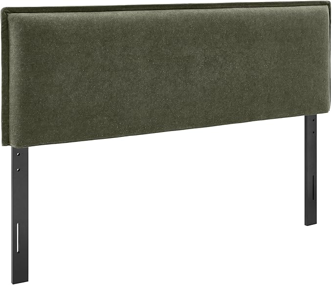 Modway Camille Full Size Upholstered Linen Blend Headboard with Removable Slipcover – in Sage - Padded Pillow Style Headboard with Adjustable Mounting for Full Beds