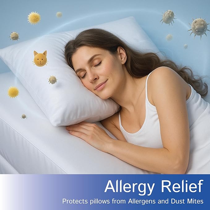 Travel Size Pillow Protectors (Set of 2) - 13x16 Pillow Covers Waterproof Hypoallergenic Dust Proof Zippered Encasement