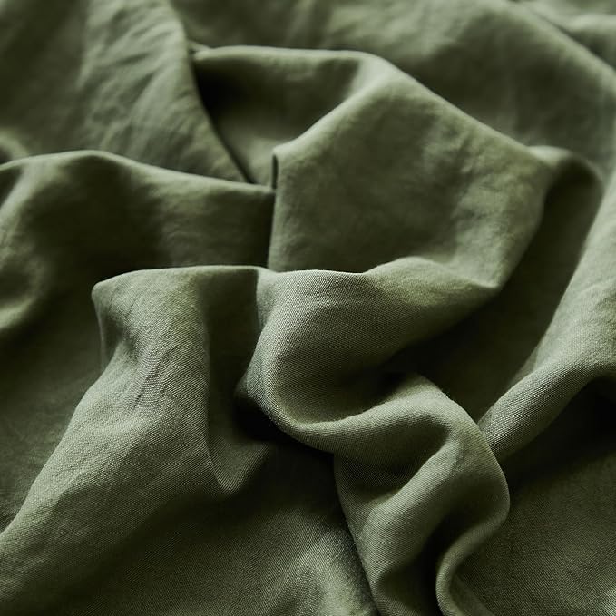 Shabby Chic Olive Green Ruffled Fringe Set of 2 Pillowcases - King (20''x36'')