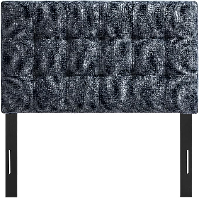Modway Lily Twin Size Headboard with Biscuit Tufting in Navy - Fabric Upholstery with Padded Design and 5 Height-Adjustable Mounts