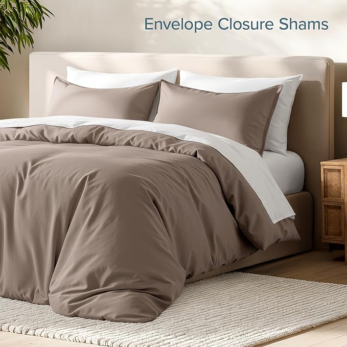 Bare Home Bedding Duvet Cover Oversized Queen - Premium 1800 Super Soft Collection - Lightweight, Cooling - Soft Breathable Bedding Duvet Cover (Oversized Queen, Taupe)