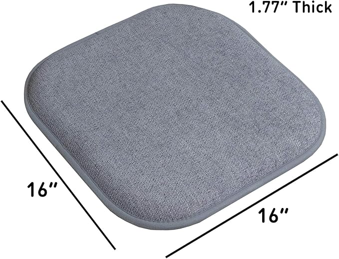 Sweet Home Collection Chair Cushion Memory Foam Pads Honeycomb Pattern Slip Non Skid Rubber Back Rounded Square 16" x 16" Seat Cover, 6 Pack, Alexis Blue/Gray