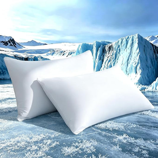TELUS Cooling Pillowcases for Hot Sleepers Queen Size 2-Pack, Silky Soft Breathable Pillow Case with Envelope Close, Stay Cool Pillow Cover for Night Sweats, 20x30 Inch, White