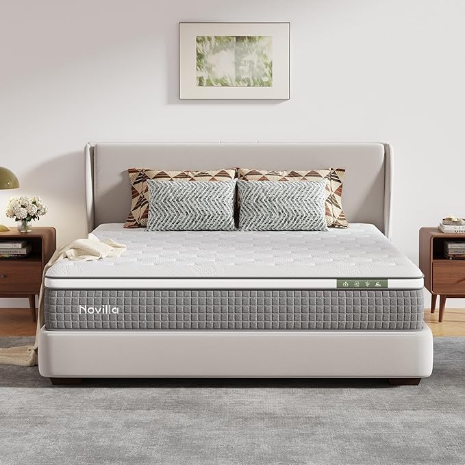Novilla 10 Inch Full Mattress,Hybrid Mattress Full Size with Pocketed Coils & Gel Memory Foam,Cool-Touch Nylon Cover for Contour Support & Spinal Alignment Mattresses in a Box CertiPUR-US Certified