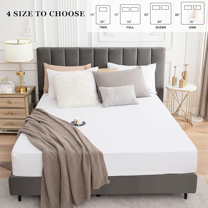 Sufdari Cal King Mattress Protector,Waterproof Mattress Protector,Fitted Sheet Style Mattress Cover with 18" Deep Pocket,Washable and Comfortable-White,California King