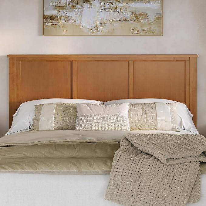 AFI, Madison King Solid Wood Panel Headboard, Light Toffee
