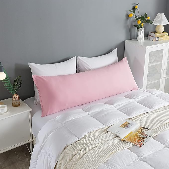ELNIDO QUEEN Body Pillow with Pillowcase - Soft Long Bed Pillow for Adults - Breathable Full Body Pillow Insert for Sleeping, 20x54inches - Pink
