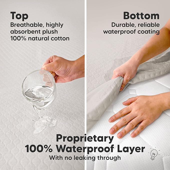 2-Pack Waterproof Crib Mattress Protector Cover Fitted - Quiet Baby Crib Mattress Pad Sheets, 52" x 28" Soft Quilted Cotton Baby Sheet, Machine Washable, Easy Fit, Durable (Sage/Mavy)