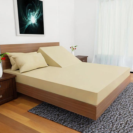 Top Split King Sheets Sets for Adjustable Bed, 4 Pcs Deep Pockets Double Brushed Microfiber Sheets, 34 Inch Split Top Fitted Sheet, 1 King Flat Sheet and 2 Pillowcases (Tan)