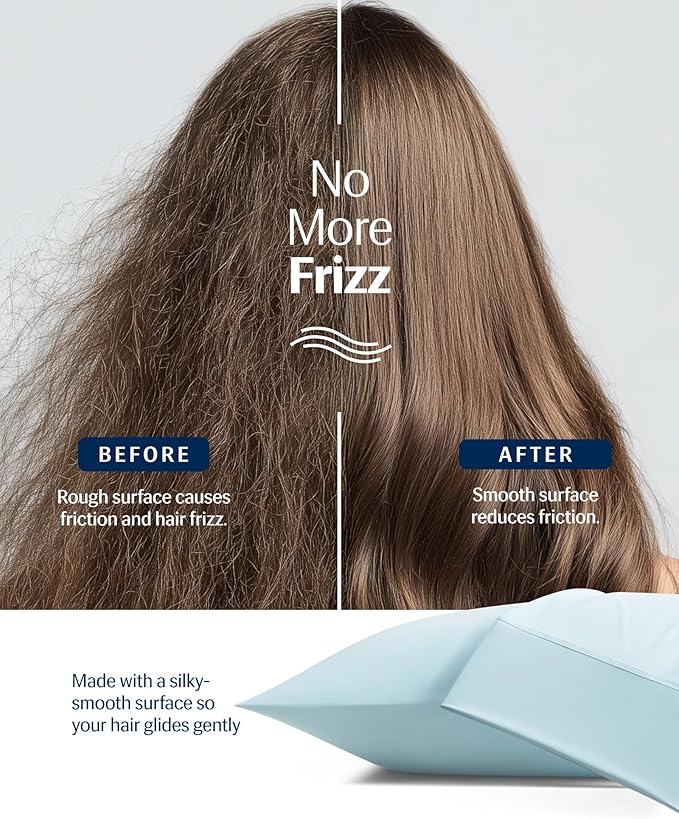 REST® Evercool®+ Cooling Pillowcases King - 2 Pillowcase for Sensitive Skin, Silver Infused Fabric for Hygienic Sleep, Silky Smooth for Curly Hair, High Elastic for Snug Fit (19x35 inches)