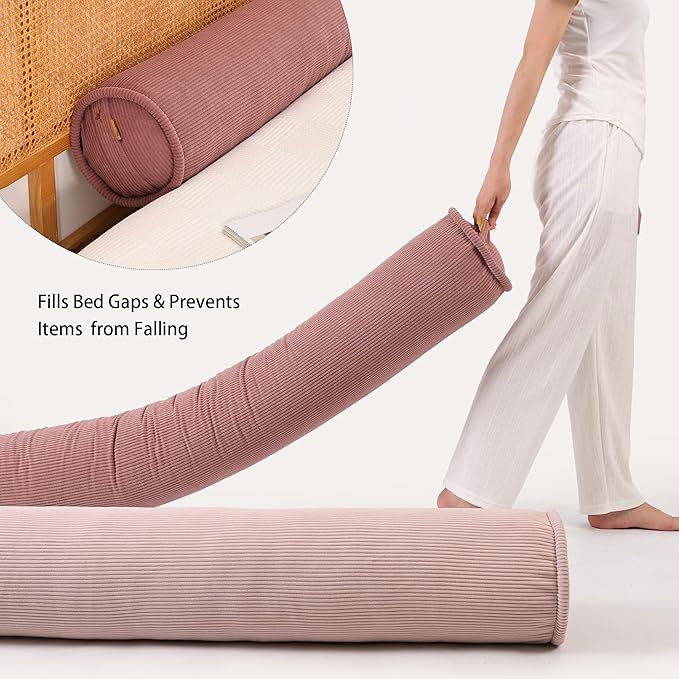 Bolster Pillow for Bed, Small Body Pillow with Long Round Cylinder Design, Couch Roll Pillow for Side Sleepers, Supportive Tube Pillow,47 x 7.87 Inches,Brick Brown