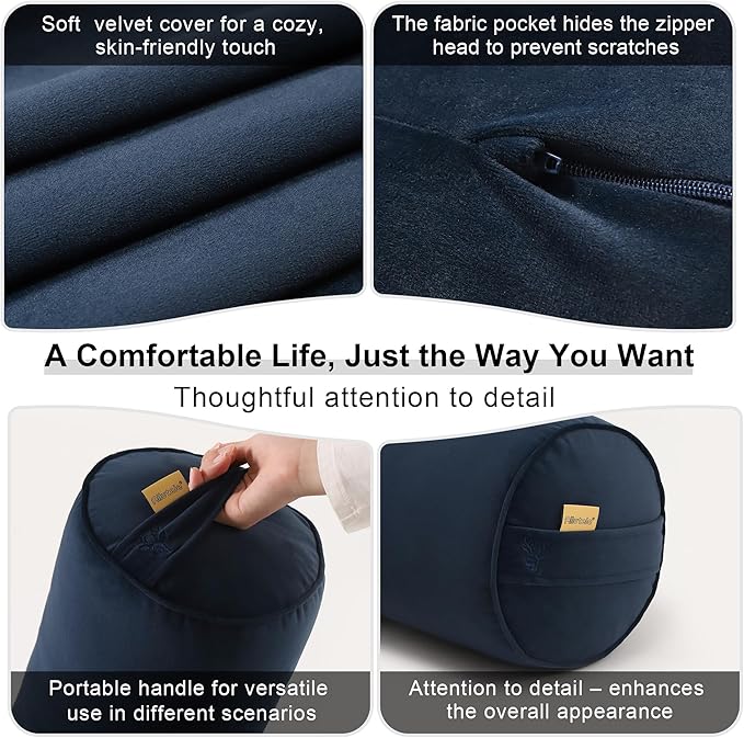 Body Pillow for Adults,Long Round Pillow,Big Cylindrical Pillow,Large Full Bolster Pillows for Side Sleepers (Teal Blue, 39.37"*7.87")