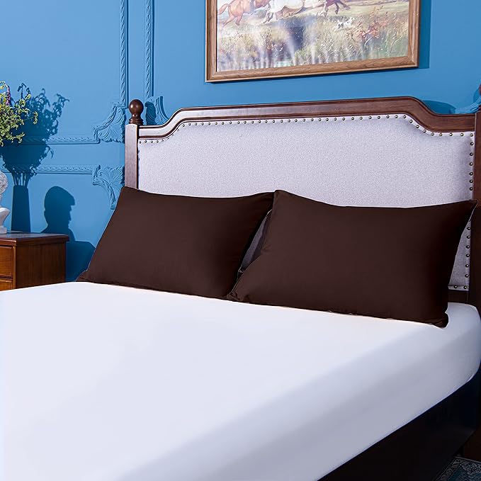 NTBAY Standard Pillowcase Set - 2 Pack Brushed Microfiber 20x26 Pillowcases - Soft, Wrinkle-Free, Fade-Resistant, Stain-Resistant, Dark Brown Pillowcases with Envelope Closure - 20x26 Inches