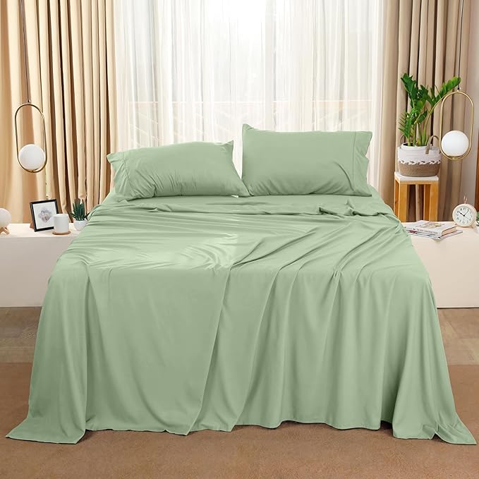 Utopia Bedding Full Sheet Set – 4 Piece Bed Sheets for Full Size Bed, Soft and Breathable Microfiber, Includes 1 Fitted Sheet, 1 Flat Sheet and 2 Pillowcases (Sage) (Pack of 2)