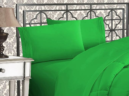 Elegant Comfort 1500 Thread Count Wrinkle & Fade Resistant Egyptian Quality Microfiber Ultra Soft Luxurious 4-Piece Bed Sheet Set with Deep Pockets, Queen, Emerald Green